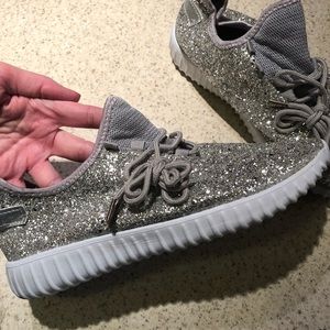 NWOT size 10 silver athletic sneakers!